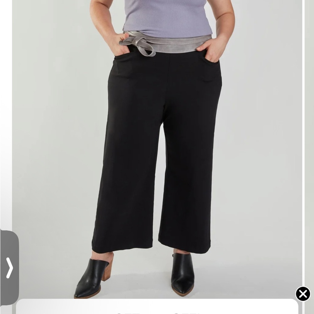 SHOP MEG Wide Leg Crop Pants - BLACK - XL - Picture 2 of 10